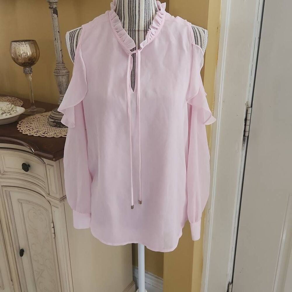 Calvin Klein off the shoulder ruffle blouse women's size S baby pink